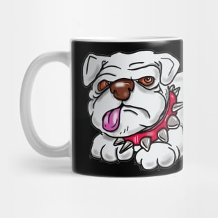 A white Bulldog named Terror Mug